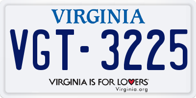 VA license plate VGT3225