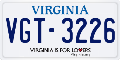 VA license plate VGT3226