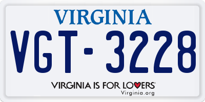 VA license plate VGT3228