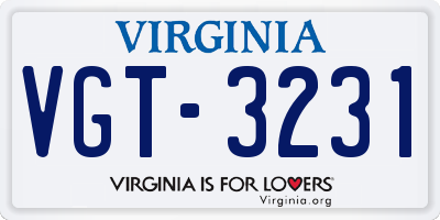 VA license plate VGT3231