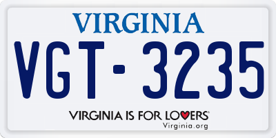 VA license plate VGT3235