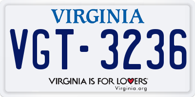 VA license plate VGT3236