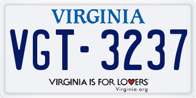 VA license plate VGT3237