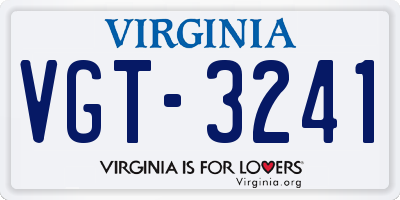 VA license plate VGT3241