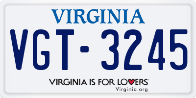 VA license plate VGT3245