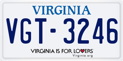 VA license plate VGT3246