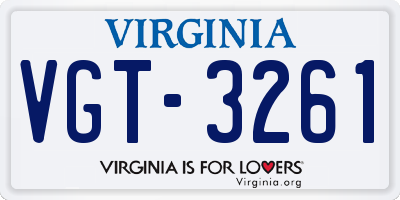 VA license plate VGT3261