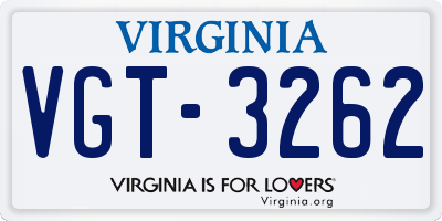 VA license plate VGT3262