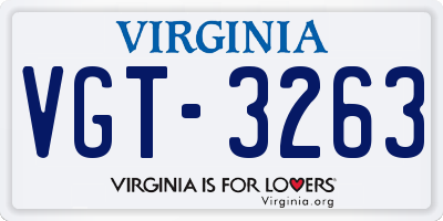 VA license plate VGT3263