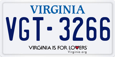 VA license plate VGT3266