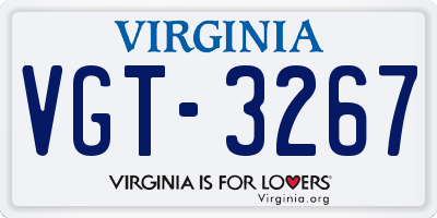 VA license plate VGT3267