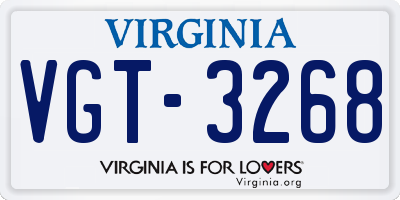 VA license plate VGT3268