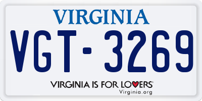 VA license plate VGT3269