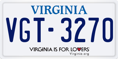 VA license plate VGT3270