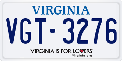 VA license plate VGT3276