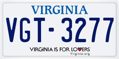 VA license plate VGT3277