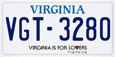 VA license plate VGT3280