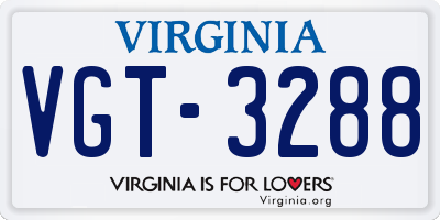 VA license plate VGT3288