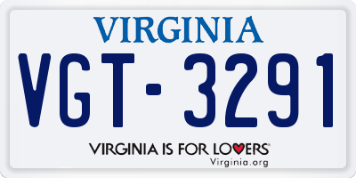 VA license plate VGT3291