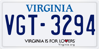VA license plate VGT3294