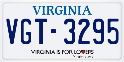 VA license plate VGT3295