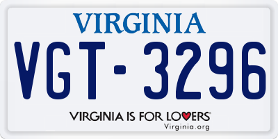 VA license plate VGT3296