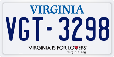VA license plate VGT3298