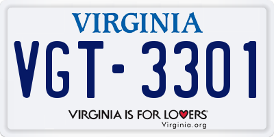 VA license plate VGT3301