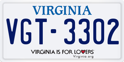 VA license plate VGT3302