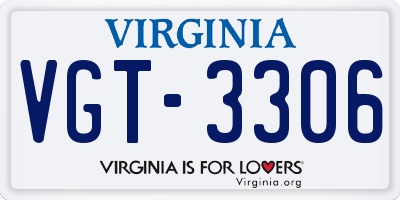 VA license plate VGT3306