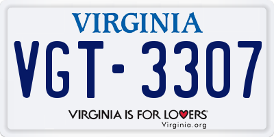 VA license plate VGT3307