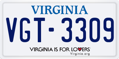 VA license plate VGT3309