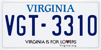 VA license plate VGT3310