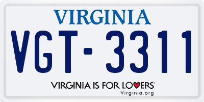 VA license plate VGT3311