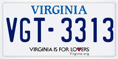 VA license plate VGT3313