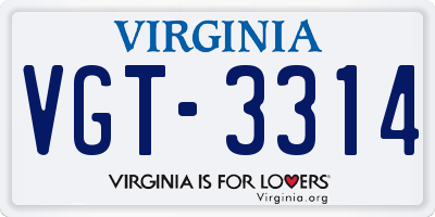 VA license plate VGT3314