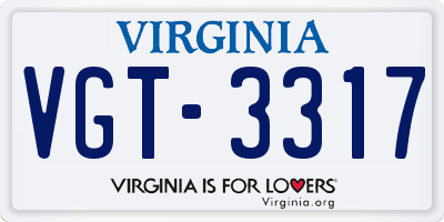 VA license plate VGT3317