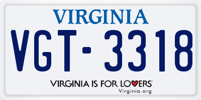 VA license plate VGT3318