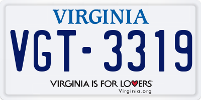 VA license plate VGT3319