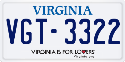 VA license plate VGT3322