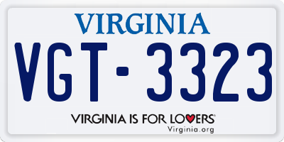 VA license plate VGT3323
