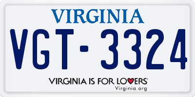 VA license plate VGT3324