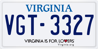 VA license plate VGT3327
