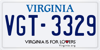 VA license plate VGT3329