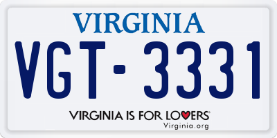 VA license plate VGT3331