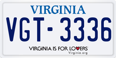 VA license plate VGT3336