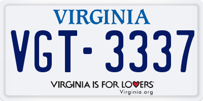 VA license plate VGT3337