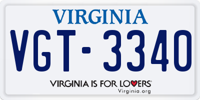 VA license plate VGT3340