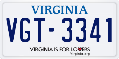 VA license plate VGT3341