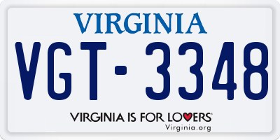 VA license plate VGT3348